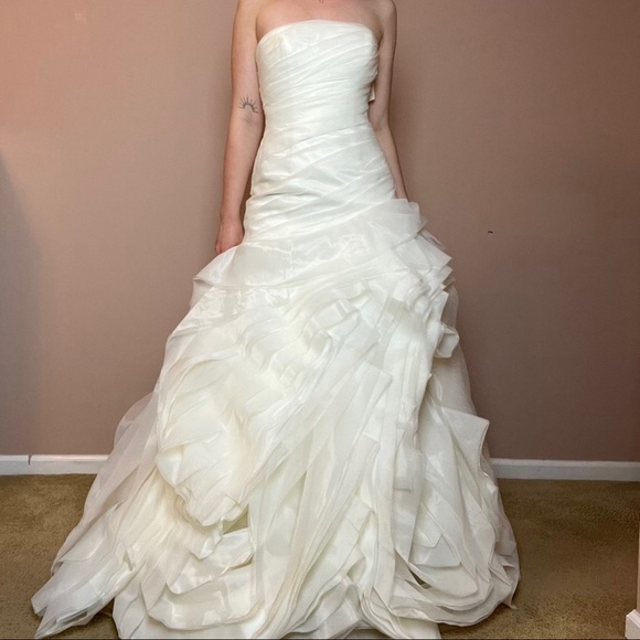 open lace back dress Vera Wang 'Deidre' Organza Wedding Dress – Instant Filters 2 main image 1